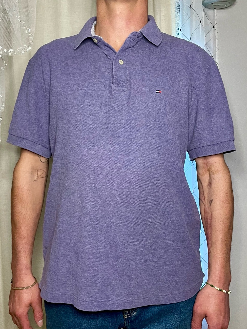 Tommy Hilfiger Light Purple Polo Shirt - Men’s Short Sleeve Size L